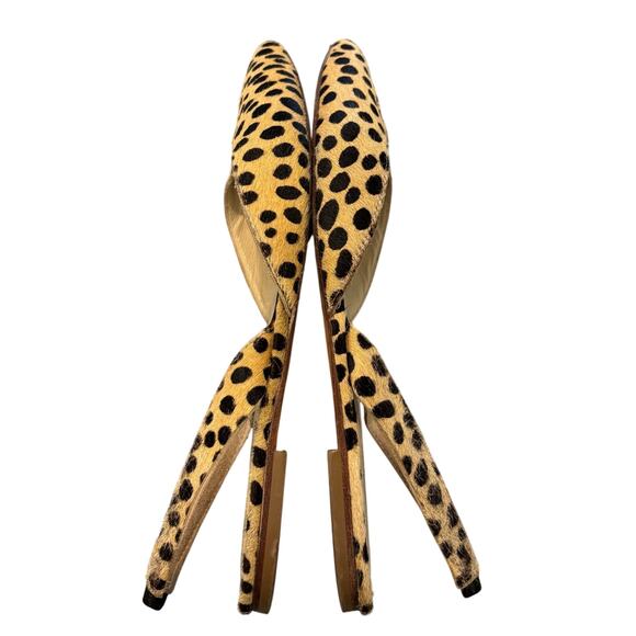 Loeffler Randall calf hair leopard print slingback flats, size 9 - Picture 5 of 8